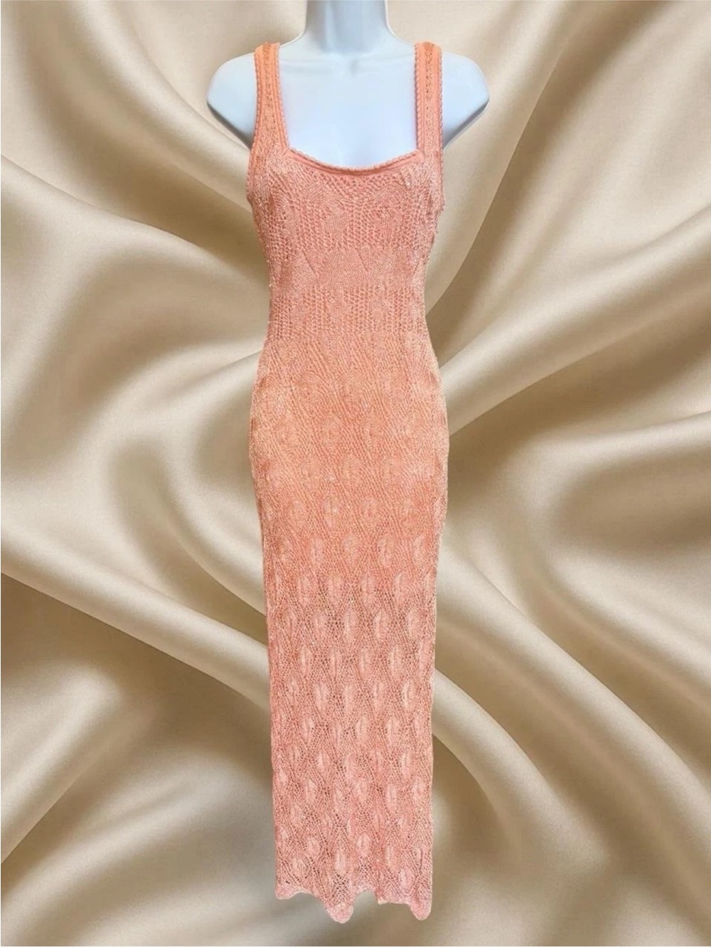 Guess Sleeveless Peach Knit Maxi Dress - Women's NWT Size Small Retail $158